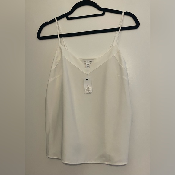 Topshop Tops - NWT Topshop White V Neck Spaghetti Strap Camisole Top Blouse Sheer Ballet Clean